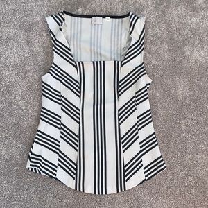 Black and white boat neck tank top